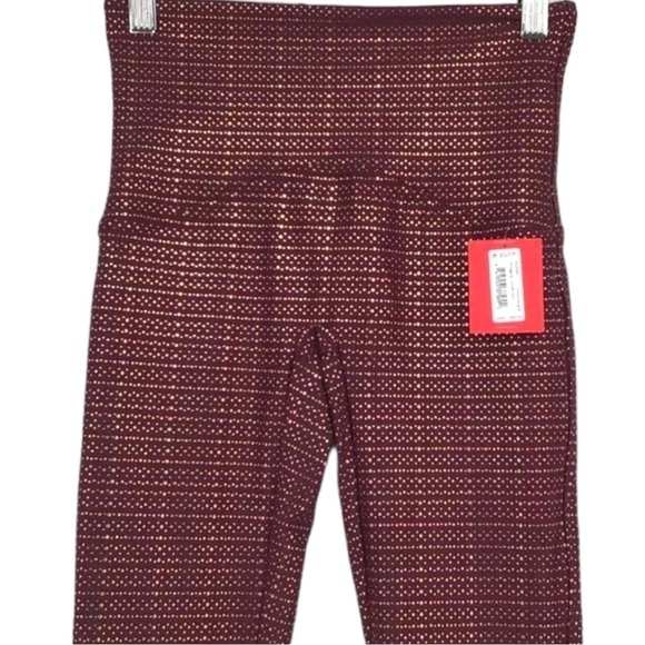 SPANX Active 7/8 Leggings in Wine/Rose Gold Size XS Metallic - Picture 3 of 5